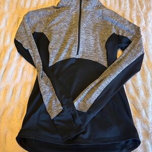 Reebok Gray and Black Zippered Long Sleeve Hoodie